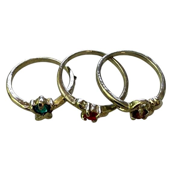 Silver 3 Stackable Ring Lot With Gemstones Size 5-7 - Picture 4 of 4